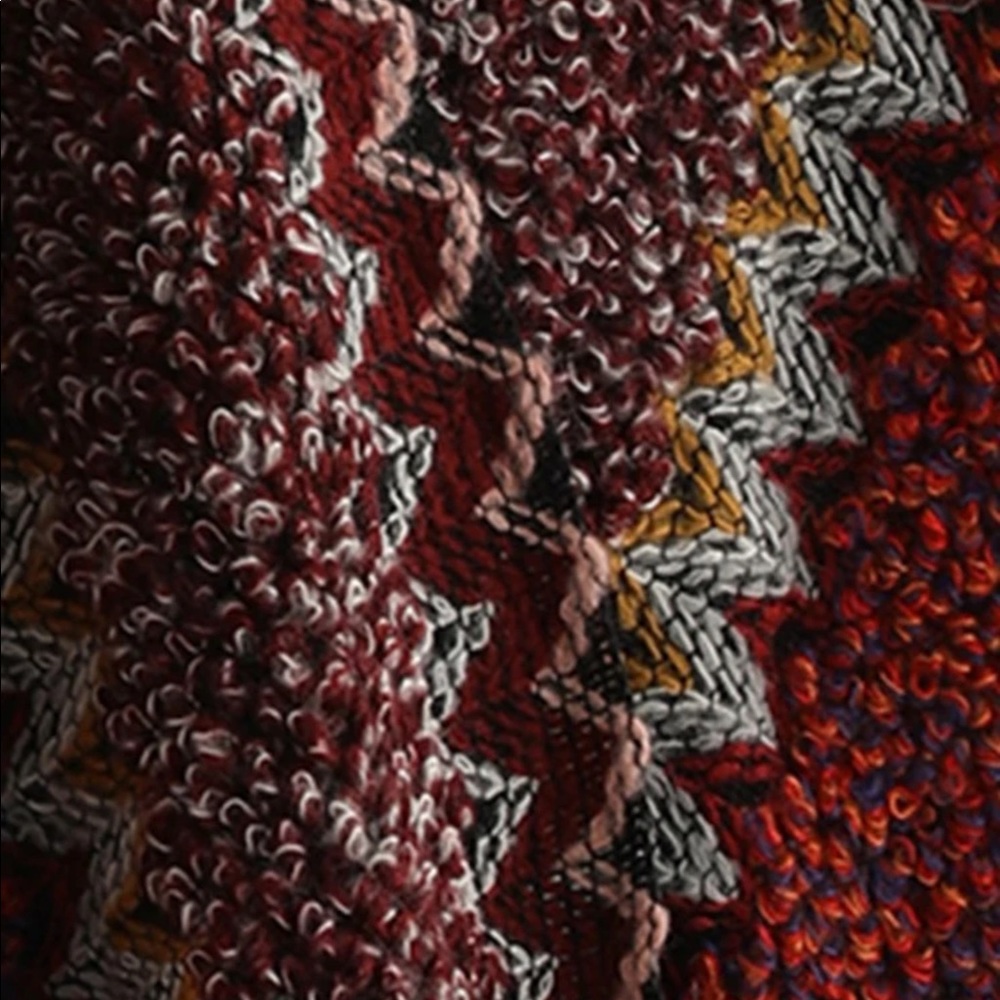 MULTICOLOR GRAPHIC PATTERN FRINGE CHUNKY KNIT CARDIGAN - Picture 3 of 8